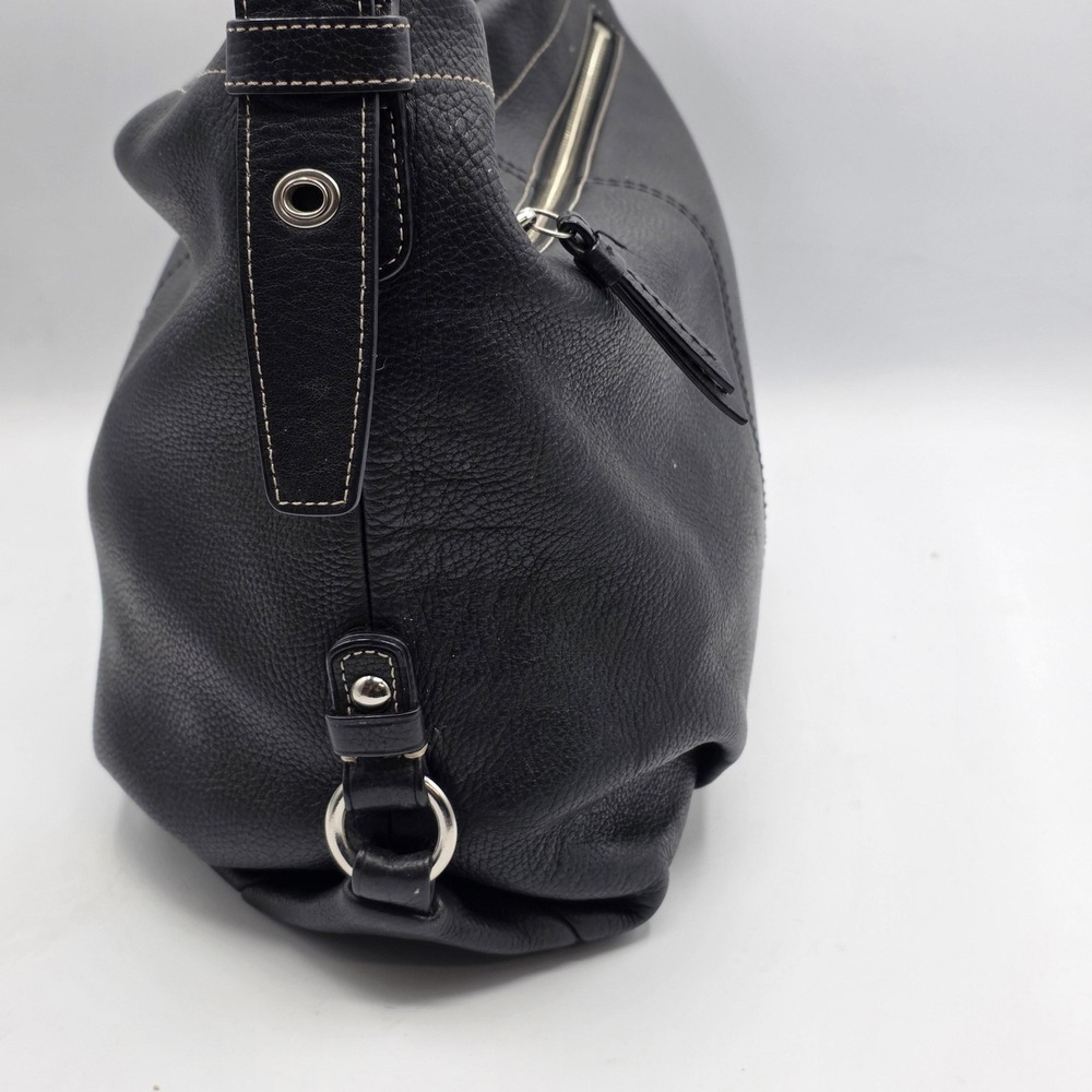 Vtg Coach Hampton Pebbled Leather Hobo Bag Style F15084 Black Silver Hardware - Picture 2 of 13